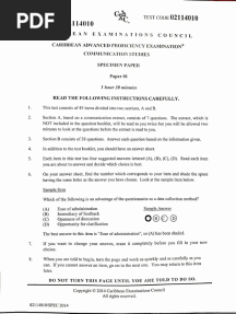 CAPE Communication Studies Paper Ones With Solutions