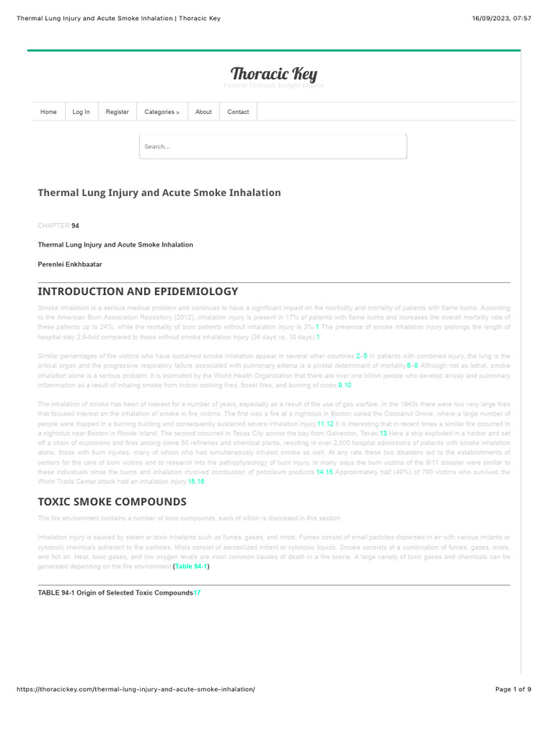 Thermal Lung Injury and Acute Smoke Inhalation Thoracic Key PDF