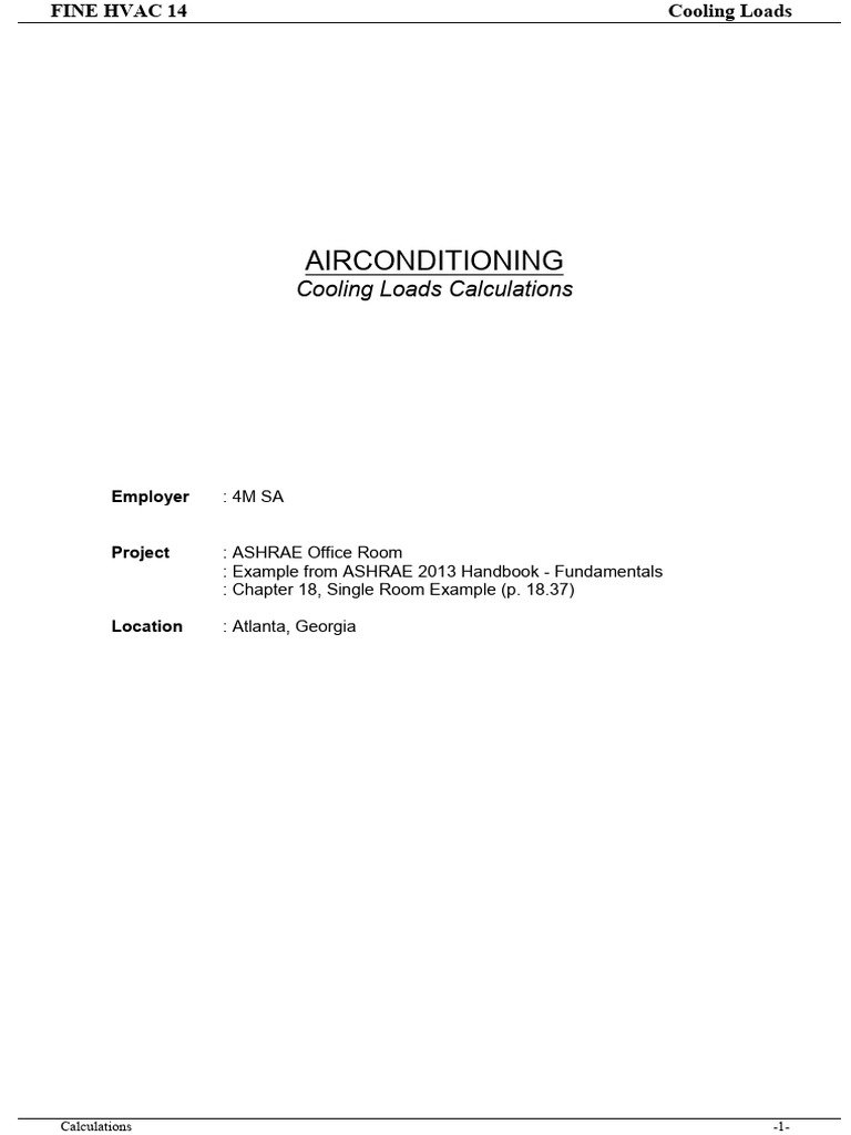ASHRAE Cooling Load Calculation Guide | PDF | Heat | Physical Chemistry