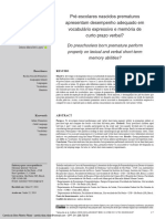 Pre Escolares Nascidos Prematuros e Desenvolvimento Do Vocabulario.