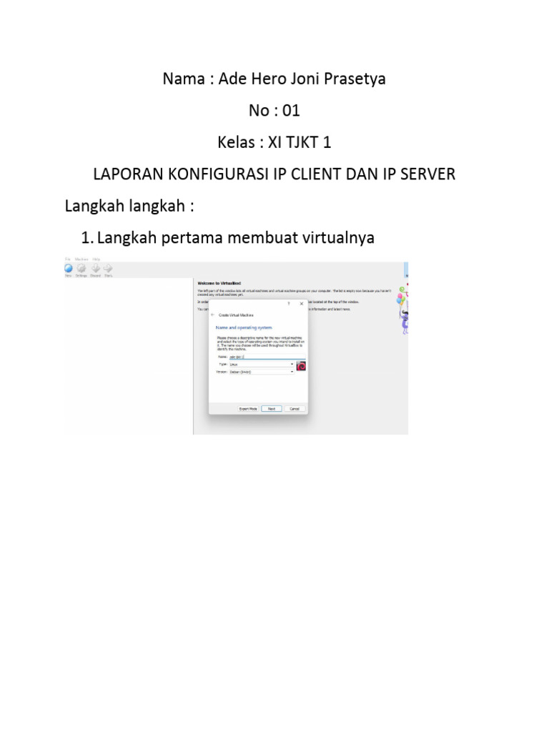 Laporan konfigurasi ip client dan ip server ade tjkt 1 pdf