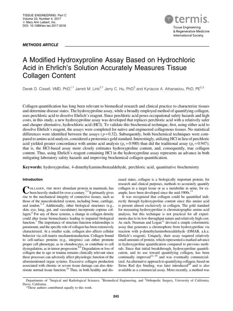 Collagen Assay Hydroxyproline | PDF | Sodium Hydroxide | Collagen