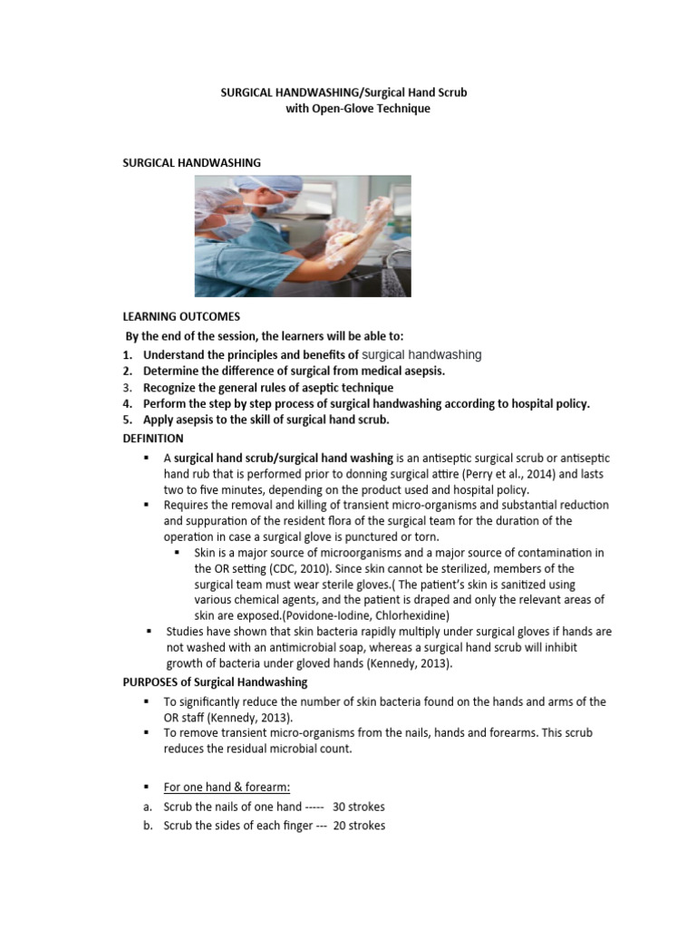 Surgical Handwashing Resource Material 2023-2024 | PDF | Surgery | Hand ...