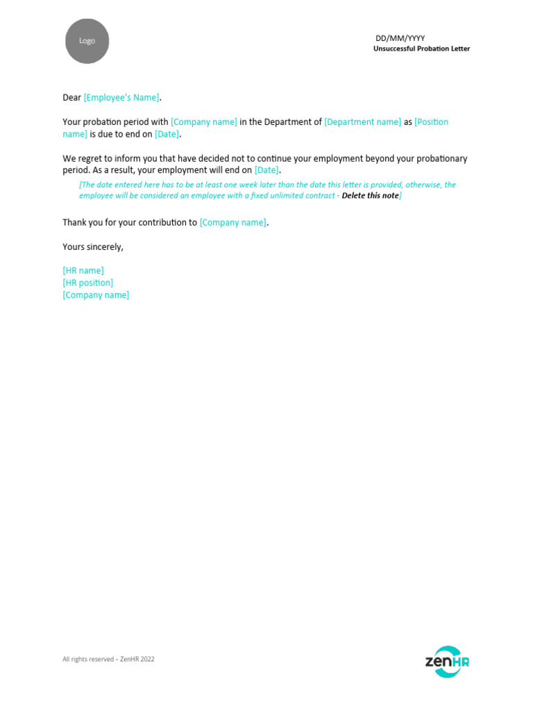 1updated Unsuccessful Probation ZenHR HR Letters Free Templates PDF