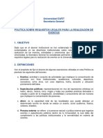 Politica Requisitos Legales para Realizacion de Eventos de La U