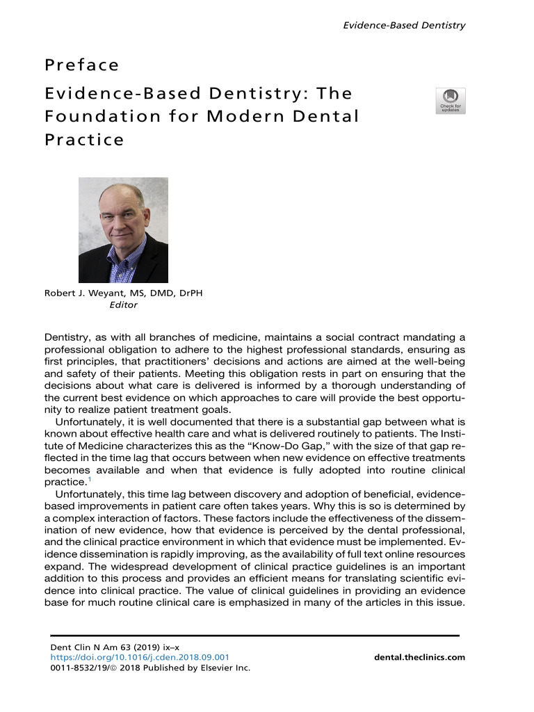 Evidence Based Dentistry The Foundation For Moder PDF Evidence