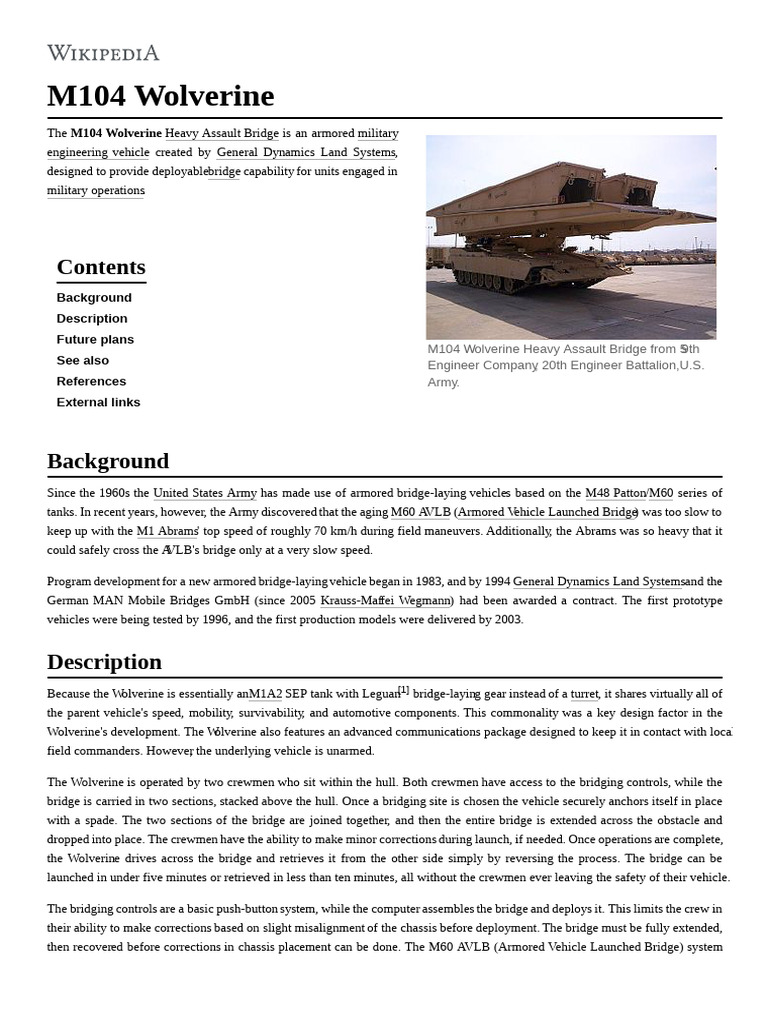 M104 Wolverine PDF Military Vehicles Armoured Fighting Vehicles