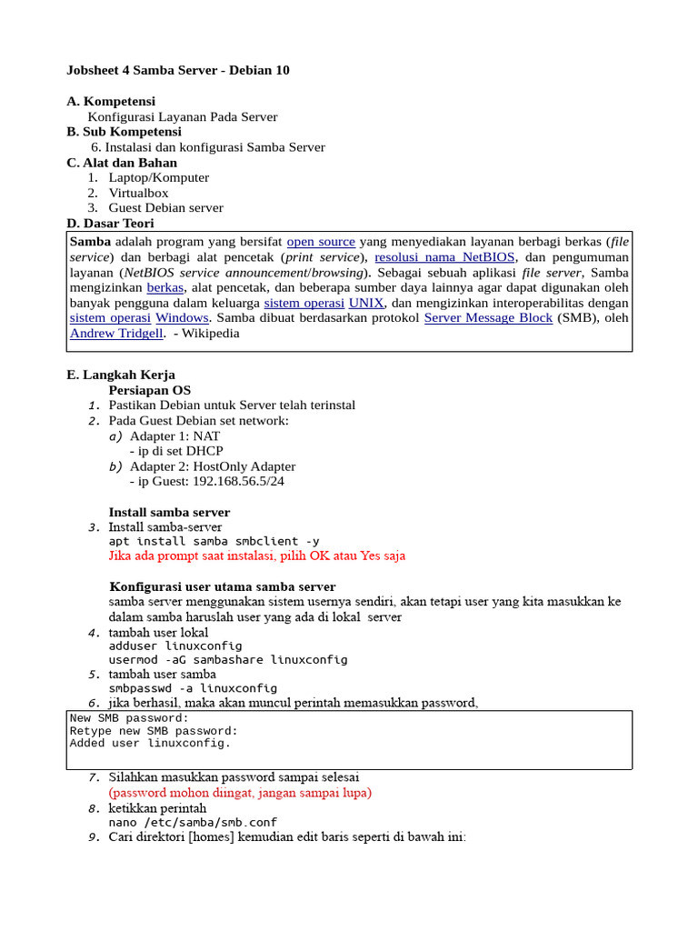 Jobsheet 4 (Samba) 2021 R1 | PDF | Komputer