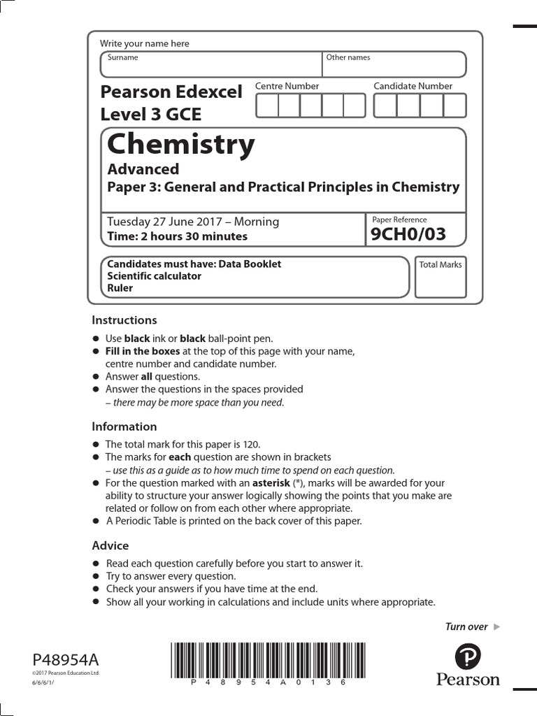 June 2017 QP Paper 3 Edexcel Chemistry ALevel PDF Hydroxide