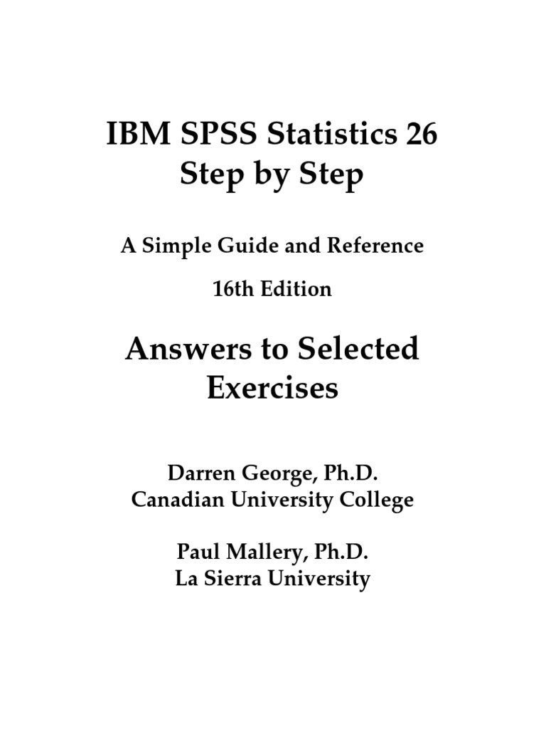 SPSS Statistics 26 Step by Step Answers To Selected Exercises PDF