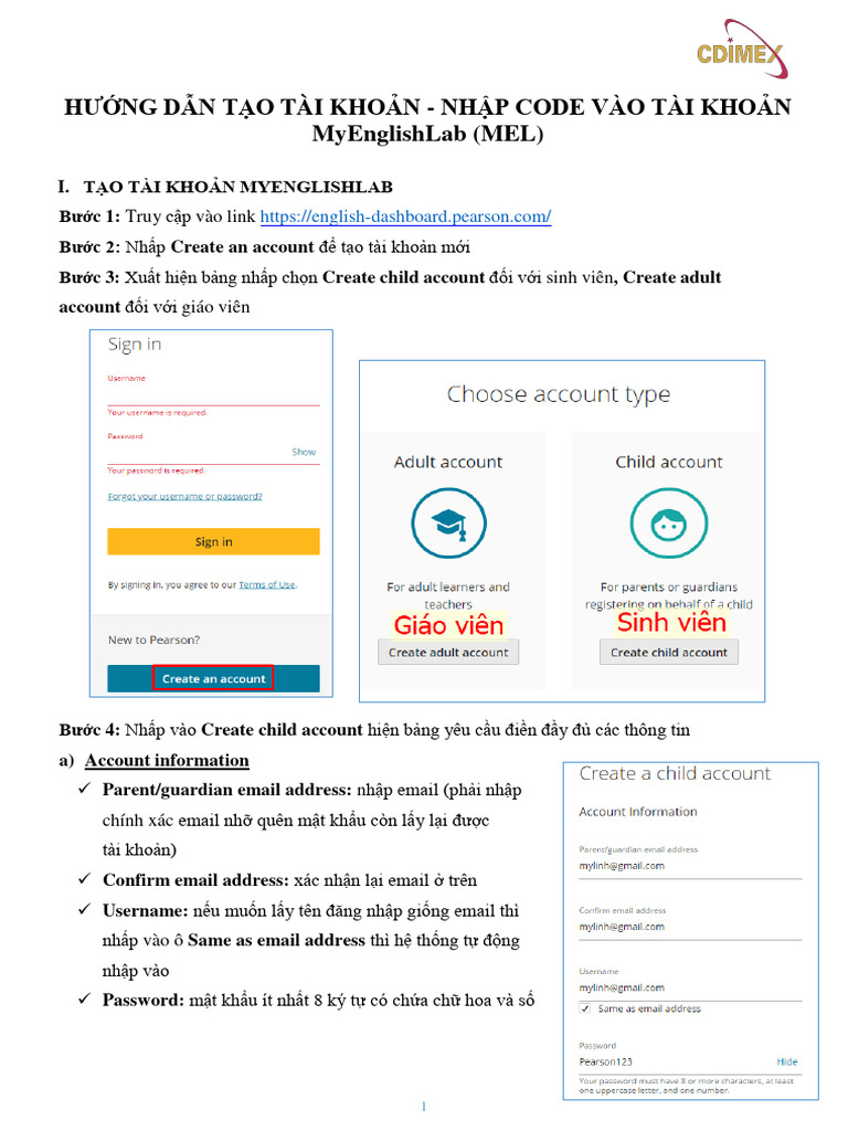 Huong dan tao tai khoan nhap code mel pearson 2023 pdf
