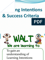 Learning Intentions Success Criteria PP 1