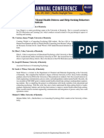 Relationship Between Mental Health Distress and Help Seeking Behaviors Among Engineering Students