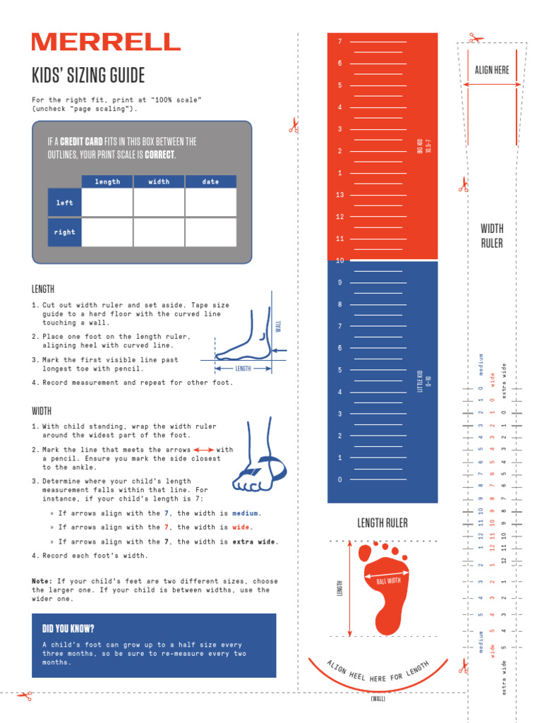 Merrell Kids Footwear Sizing Guide | PDF | Foot