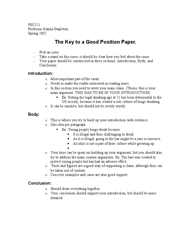 How to Write a Position Paper | PDF