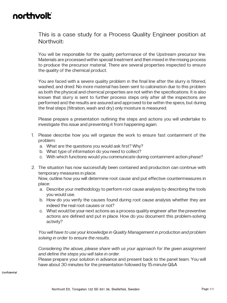 Process Quality Engineer Case Study | PDF | Filtration
