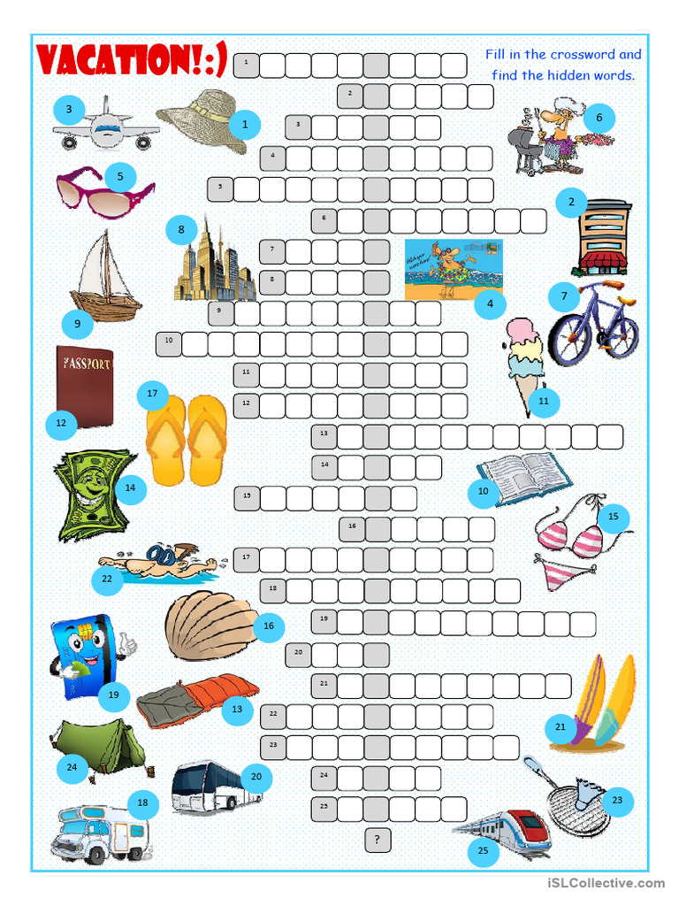 Vacation Crossword Puzzle PDF Vacation Crossword Puzzle PDF