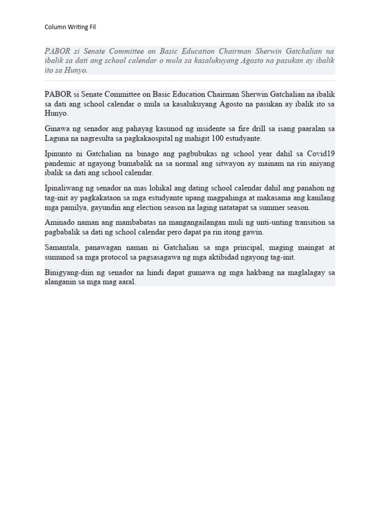 Column Writing Fil | PDF