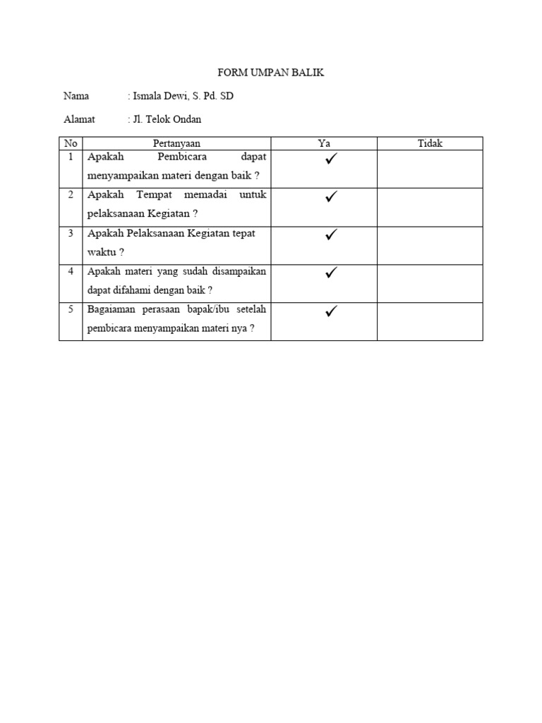 Form Umpan Balik Merdeka Belajar | PDF