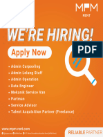 Admin Carpooling Admin Lelang Staff Admin Operation Data Engineer Mekanik Service Van Partman Service Advisor Talent Acquisition Partner (Freelance)