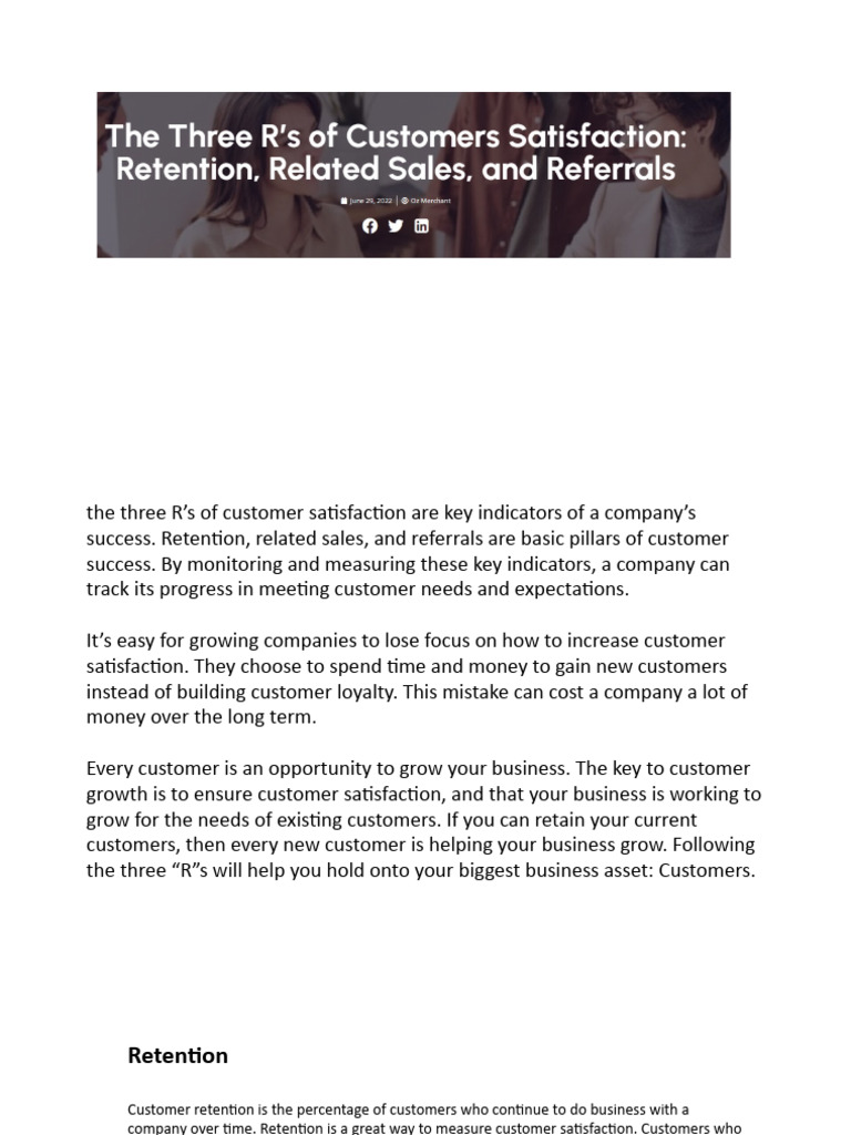 Three R's of Customer Loyalty Explained | PDF | Customer Satisfaction ...
