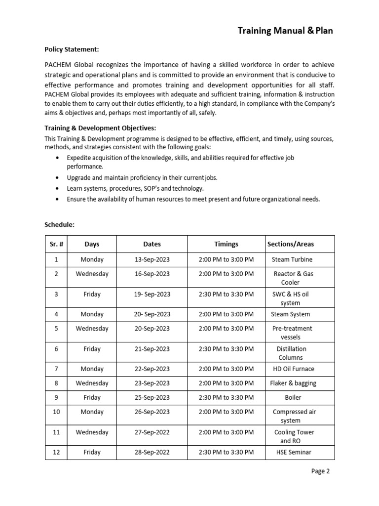 Employee Training Schedule | PDF | Energy Technology