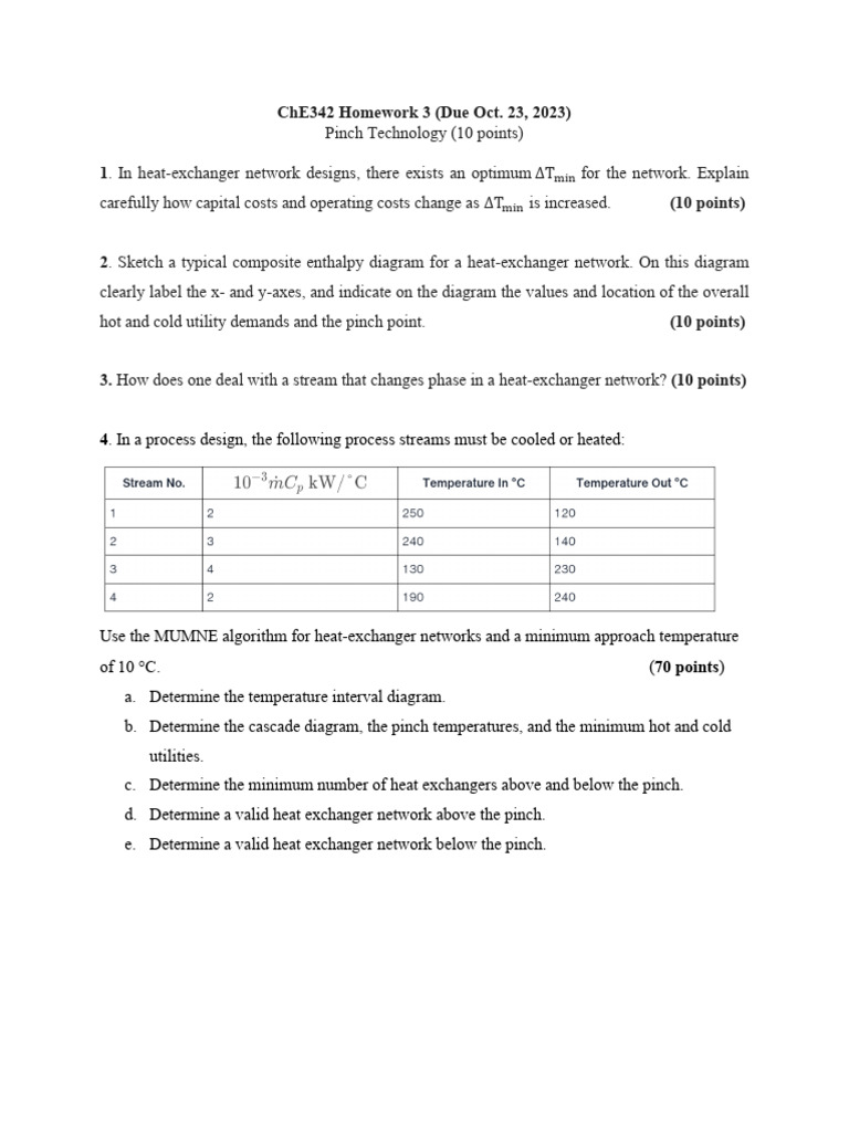 in A Process Design, The Following Process Streams Must Be Cooled or ...