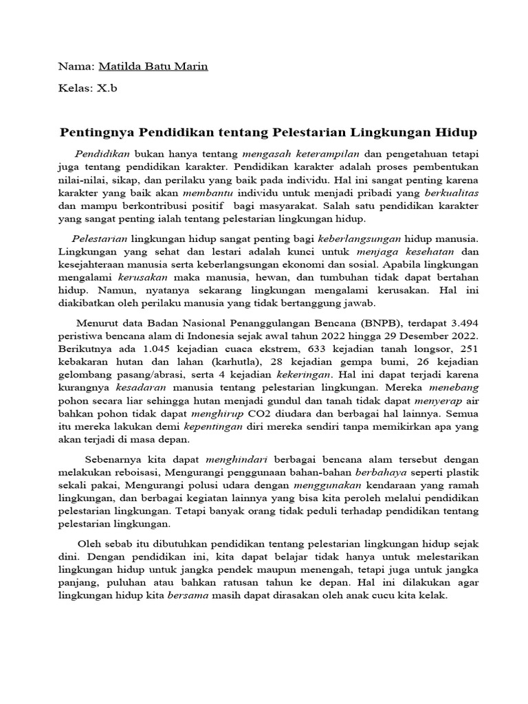 peran pendidikan pelestarian lingkungan