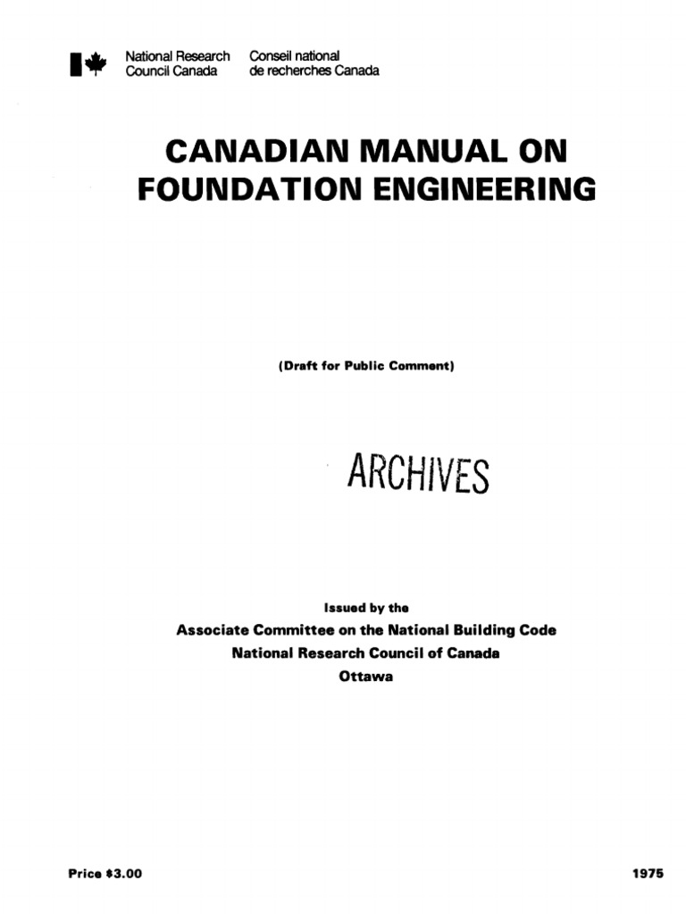 Canadian Manual On Foundation Engineering PDF Deep Foundation