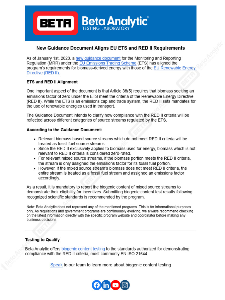New Guidance Document Aligns EU ETS and RED II Requirements - Beta ...