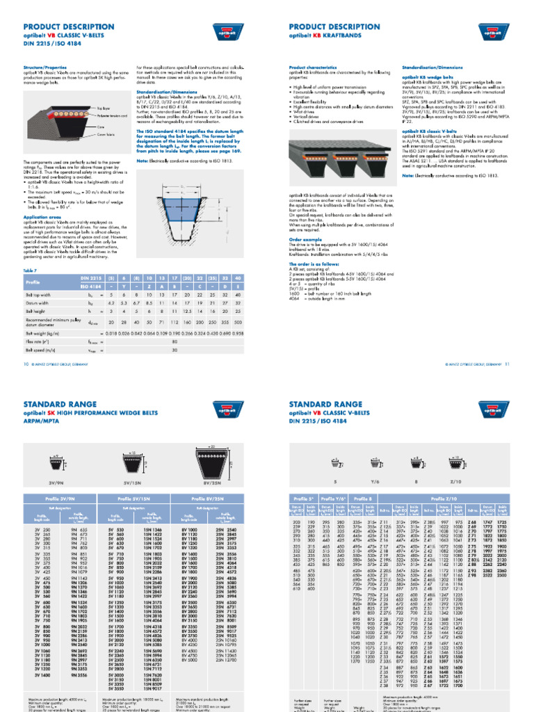 Optibelt VB Cinghia Trapezoidale Classica 8 X 670 Mm, DIN 2215, Set Constant, Per Macchinari - 4