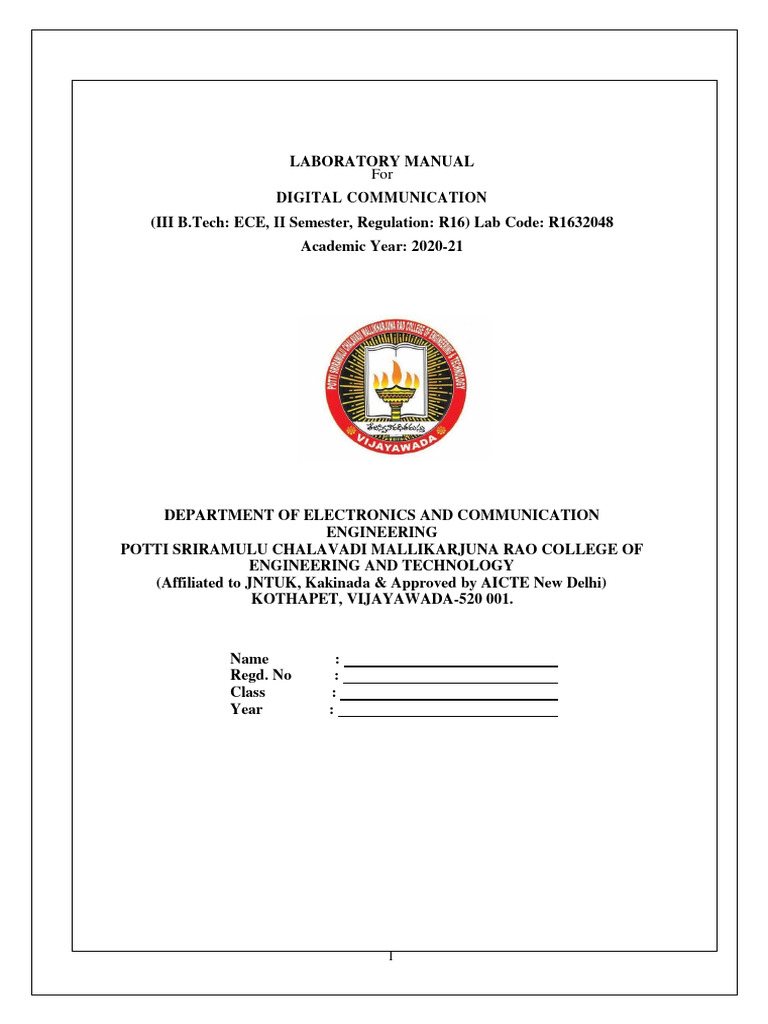 DC LAB MANUAL NM1 With Addon Experiments R16 PDF Modulation