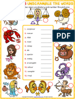 Zodiac Signs Vocabulary Esl Unscramble The Words Worksheet For Kids