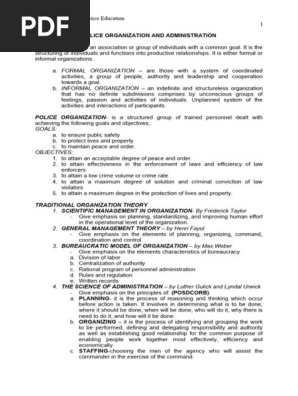 police organization and police planning