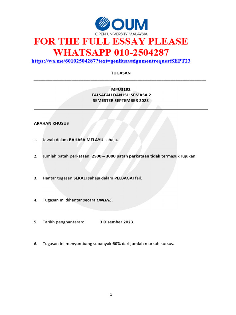 Mpu3192 Falsafah Dan Isu Semasa 2 Pdf
