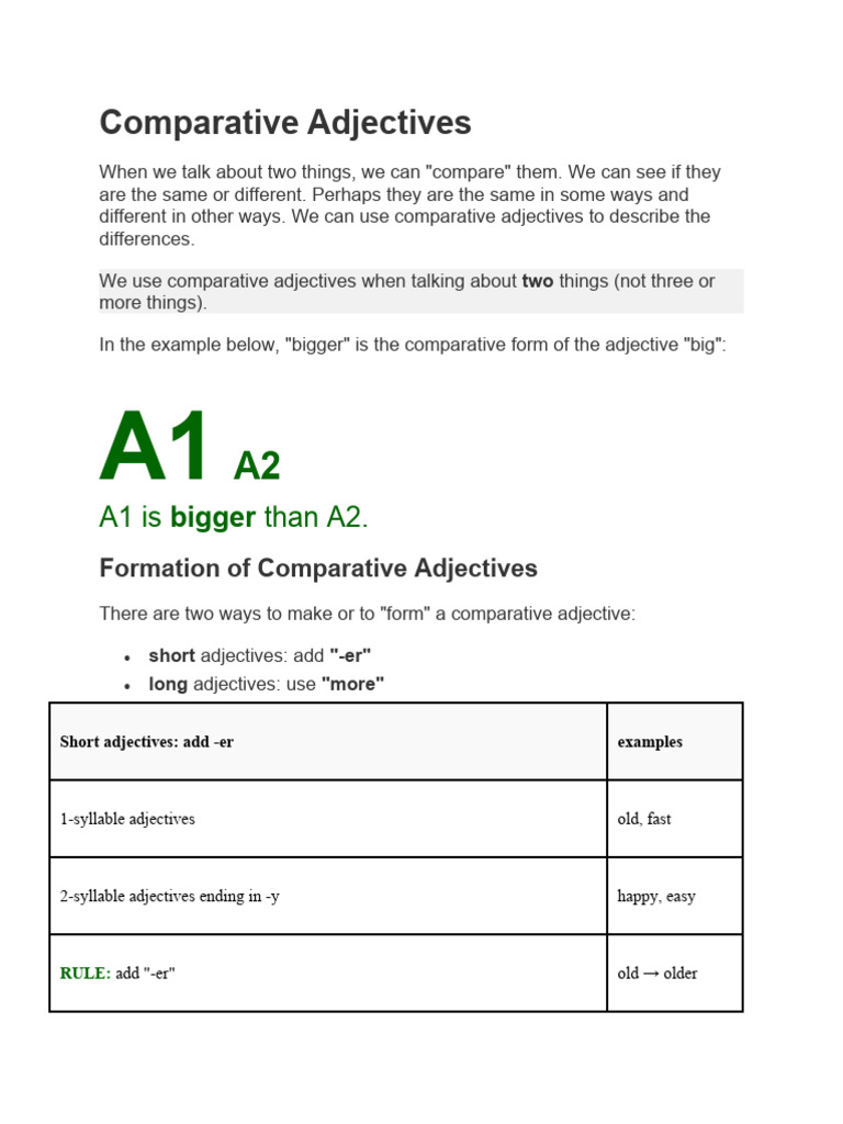Comparative Adjectives PDF Mars Earth