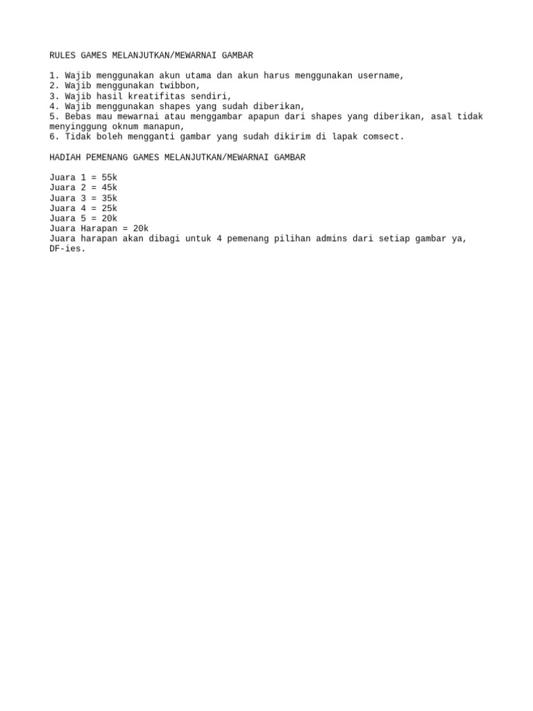 Rules Games Melanjutkan Gambar | PDF