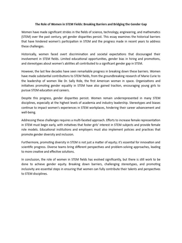 Breaking Barriers And Bridging The Gender Gap Pdf