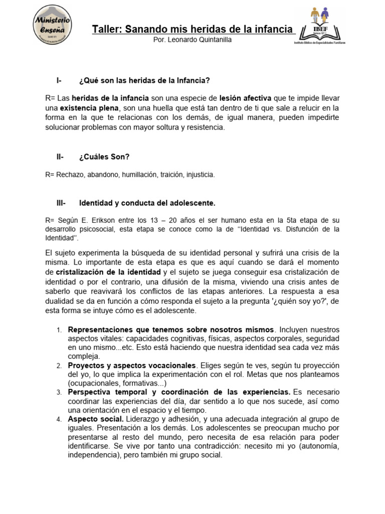 Sanando las heridas de la infancia | PDF | Amor | Adolescencia