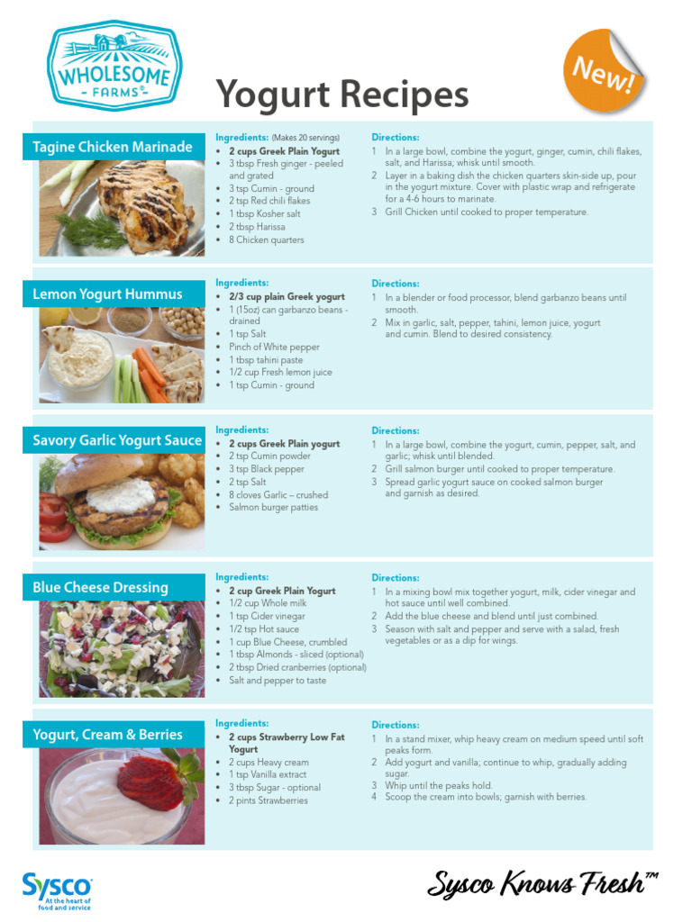 Recipe Sheet Wholesome Farms Yogurt Recipes-2 | PDF | Cooking, Food & Wine