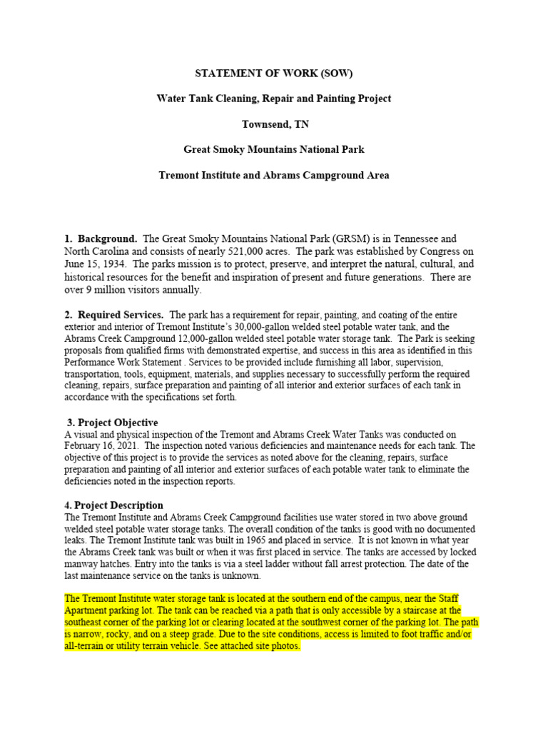 B09 Tank Painting SOW - 8-2-23 0002 | PDF | Employment | Workers ...