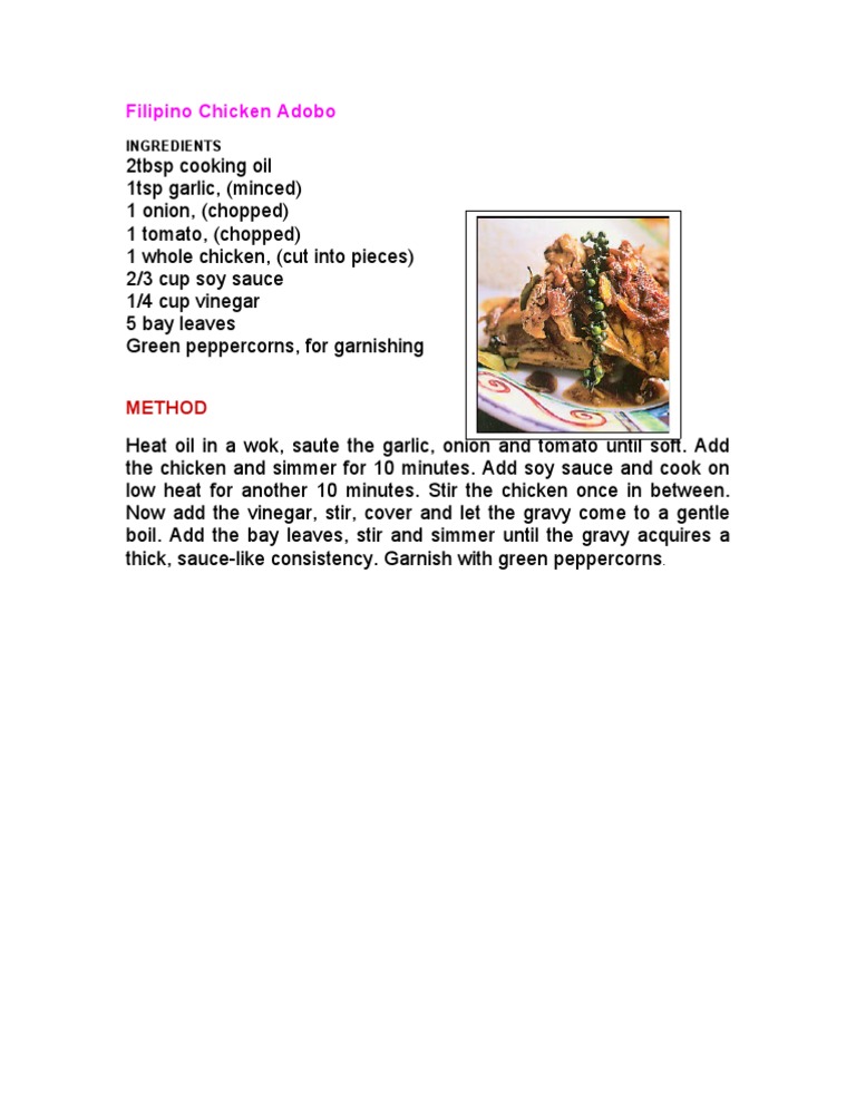 Filipino Chicken Adobo | PDF