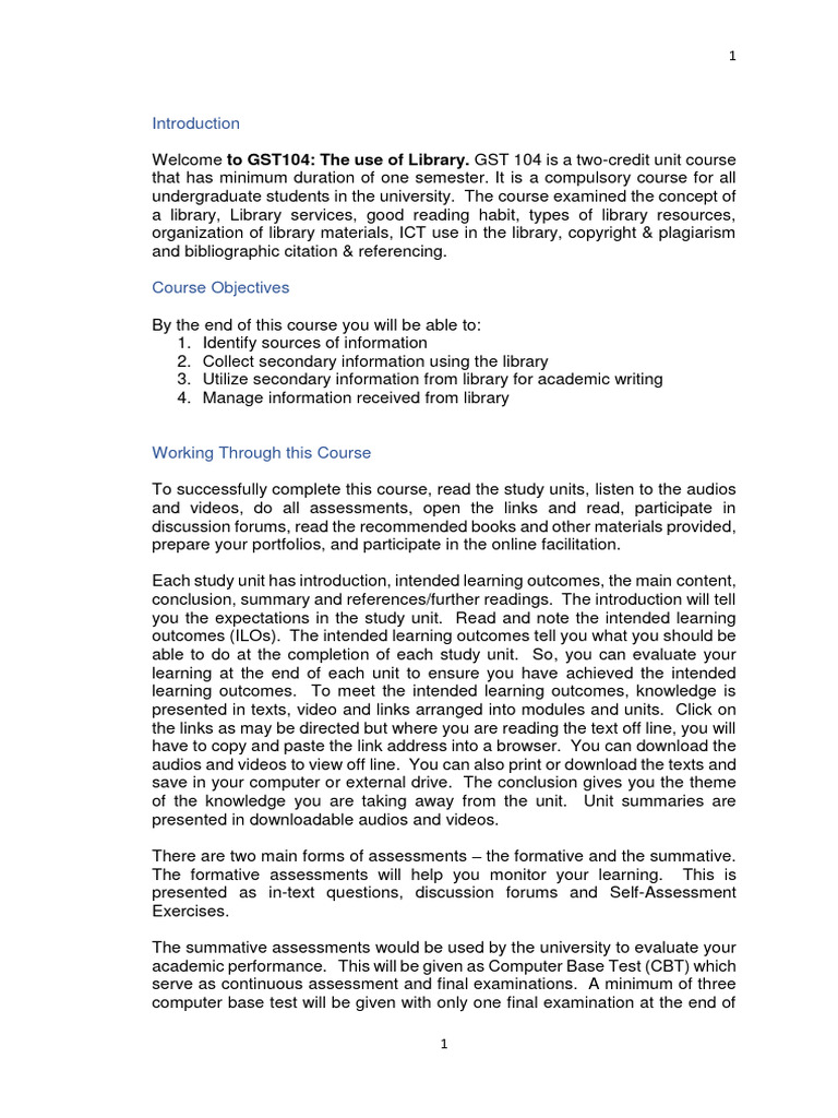 Gst104 Course Guide Pdf Libraries Educational Technology