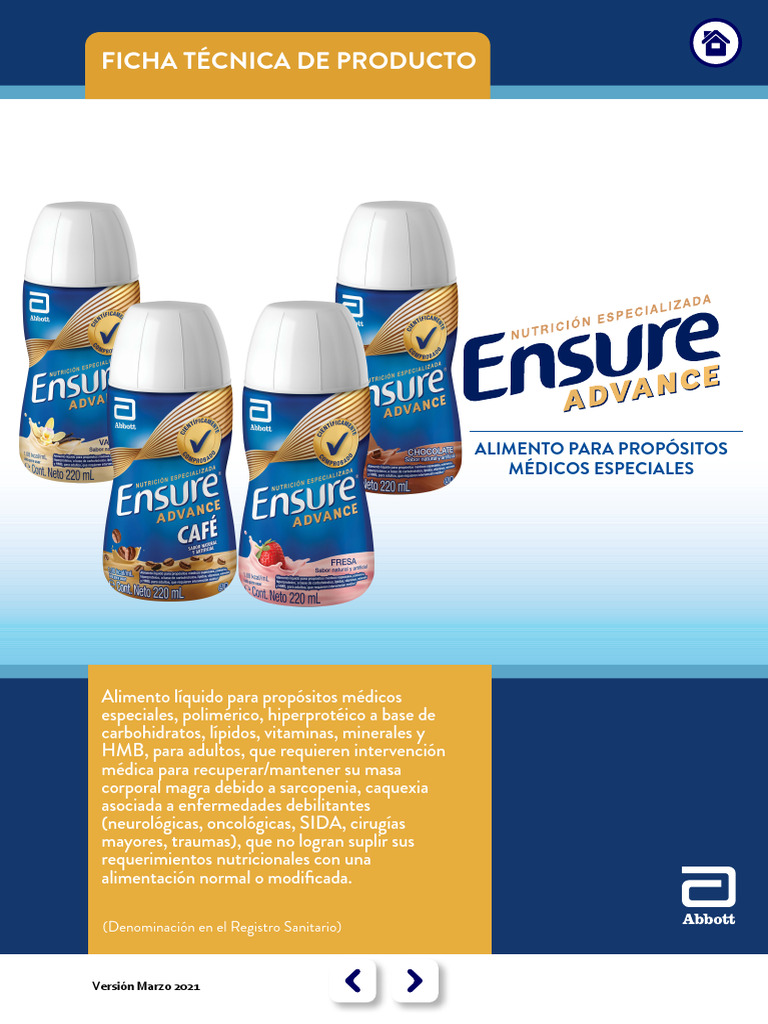 ENSURE ADVANCE LIQ 220ML - FT | PDF | Vitamina | Alimentos