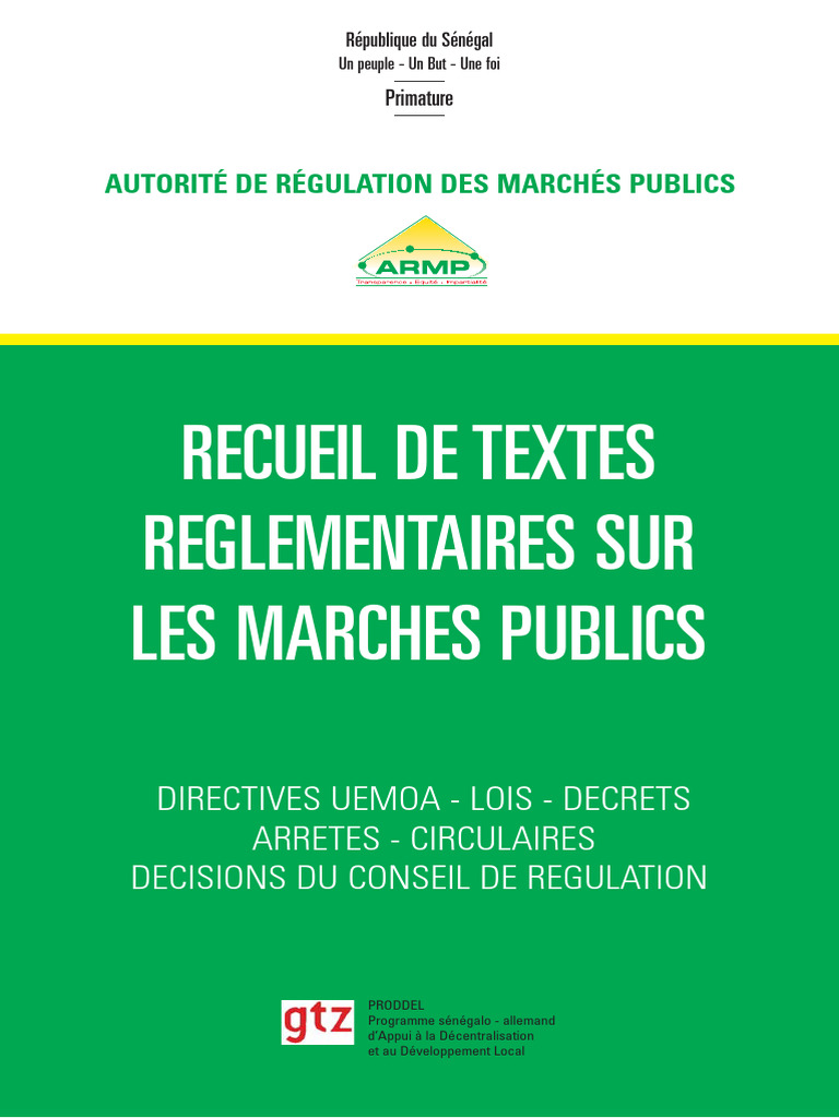 Textes Réglementaires sur Marchés Publics | PDF | Directive (Union ...