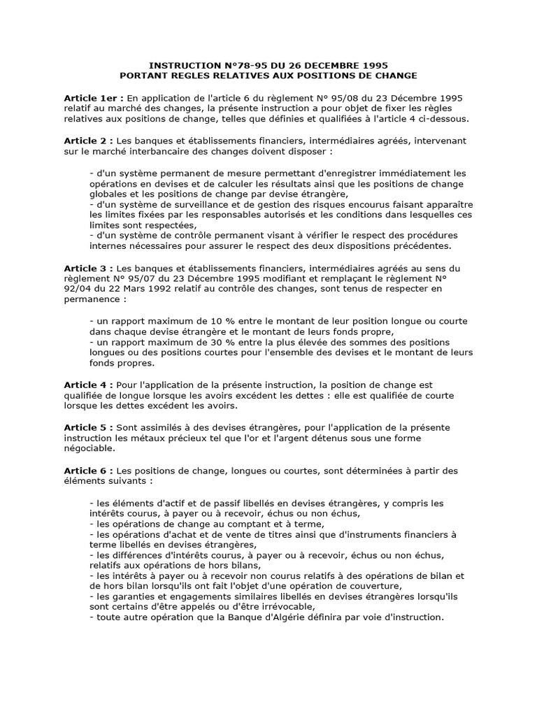 Instruction 7895 | PDF | Banques | Capitaux propres