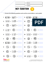 Money Addition Subtraction Worksheets