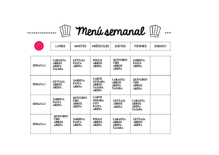 Menú Semanal del Comedor | PDF