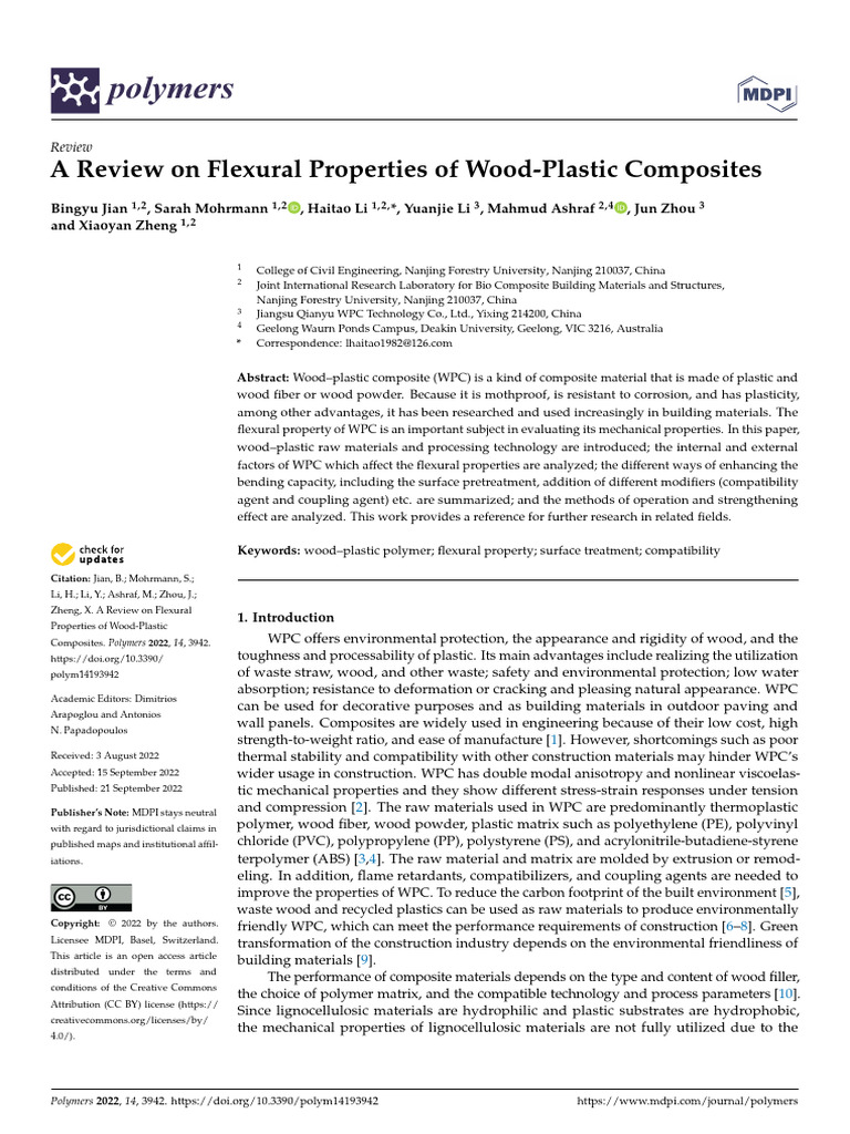 Polymers 14 03942 v3 | PDF | Composite Material | Wood