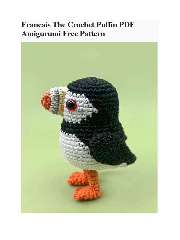 Francais The Crochet Puffin PDF Amigurumi Free Pattern | PDF | Crochet ...